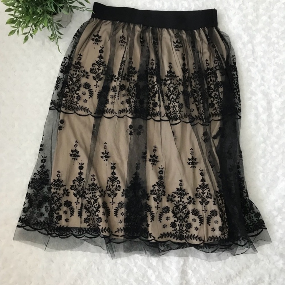 Black lace overlay skirt